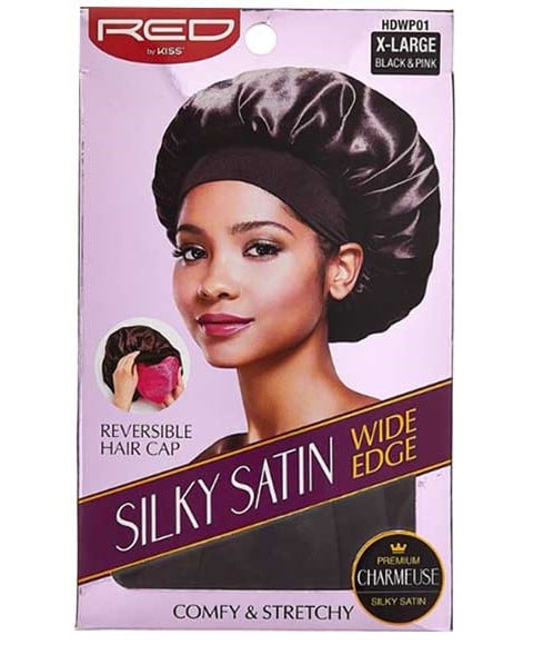 SATIN SILKY LARGE BORD HDWP01 NOIR ET ROSE 