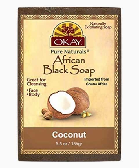 SAVON NOIR AFRICAIN À LA NOIX DE COCO OKAY PURE NATURALS 
