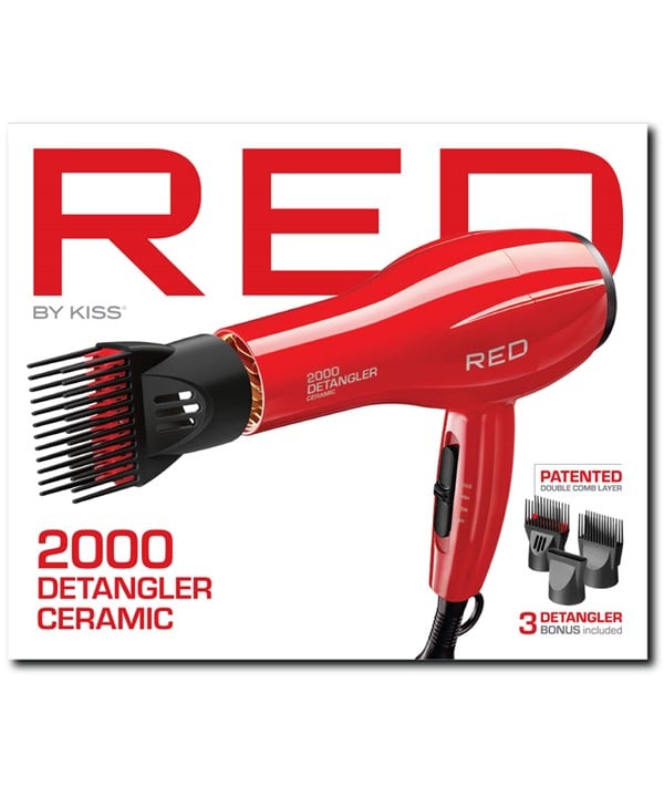 SÈCHE-CHEVEUX DÉMÊLANT EN CÉRAMIQUE RED BY KISS 2000 BD10NG 