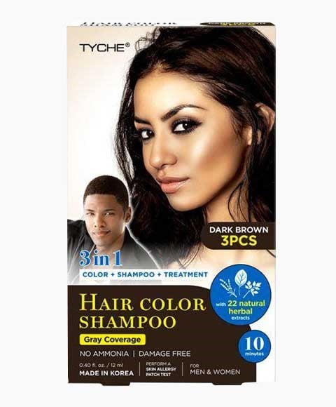 SHAMPOOING POUR COULEUR DE CHEVEUX TYCHE 3IN1 BRUN FONCÉ 