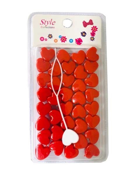 STYLE COLLECTION PERLES À CHEVEUX EN FORME DE COEUR BD003 ROUGE 