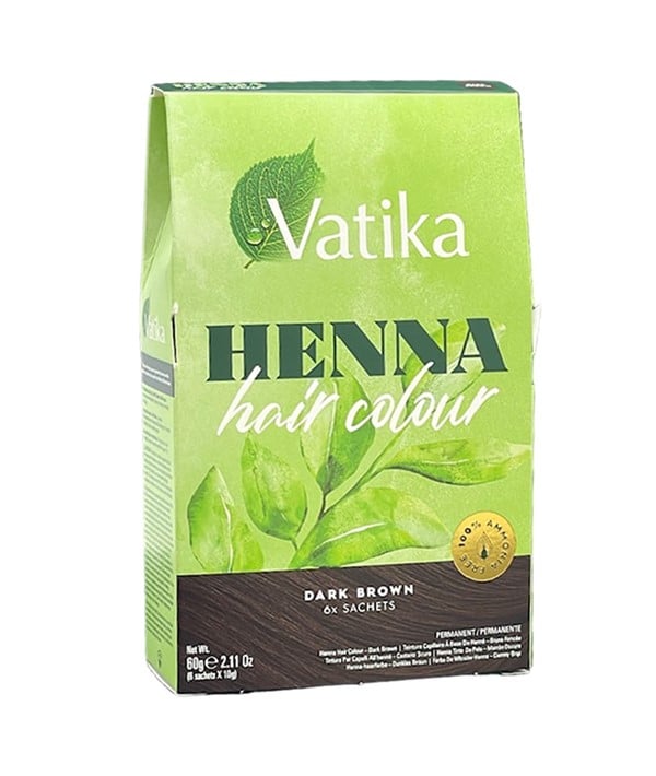 VATIKA HENNA COULEUR PERMANENTE POUR CHEVEUX BRUN FONCÉ 
